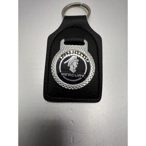 VTg FORD MERCURY Auto Black Leather Key Ring Keychain Fob 70's Winged Man